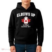 Elbows Up EST 1867 Canadian Maple Leaf Canada Kids Hoodie thumb 4