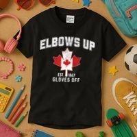 Elbows Up EST 1867 Canadian Maple Leaf Canada Kids T-Shirt thumb 3
