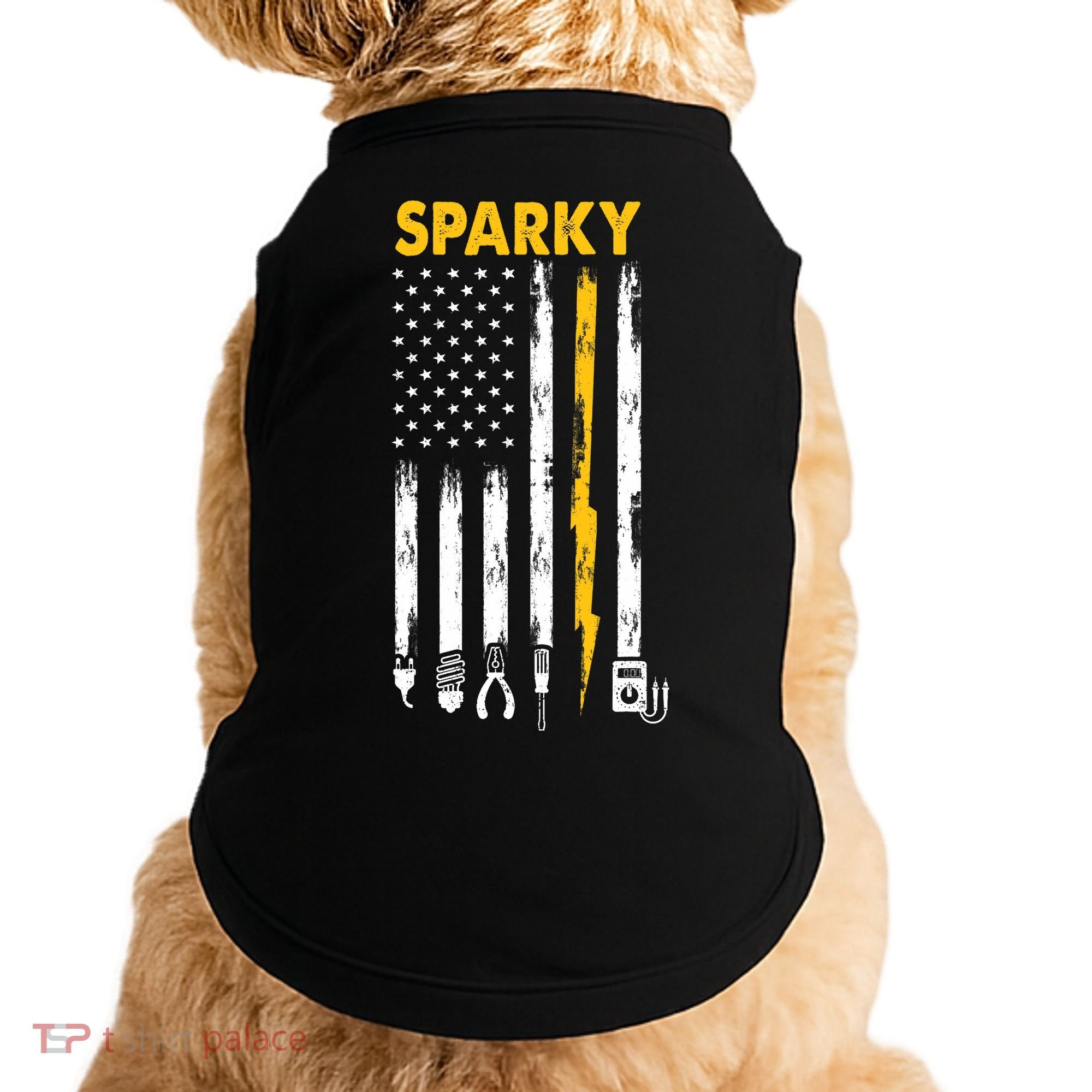 Electrician US Flag Sparky Tools Doggie Tank