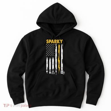 Electrician US Flag Sparky Tools Hoodie