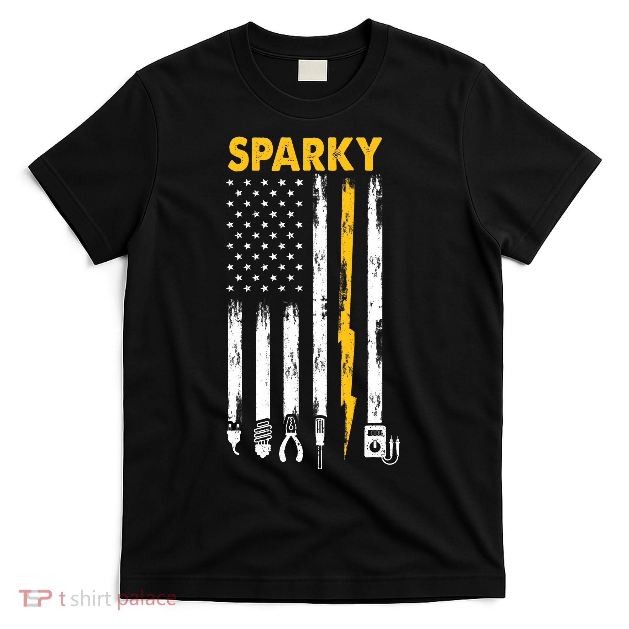 Electrician US Flag Sparky Tools T-Shirt