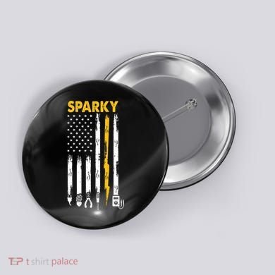 Electrician US Flag Sparky Tools Button