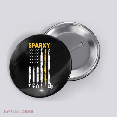Electrician US Flag Sparky Tools Button