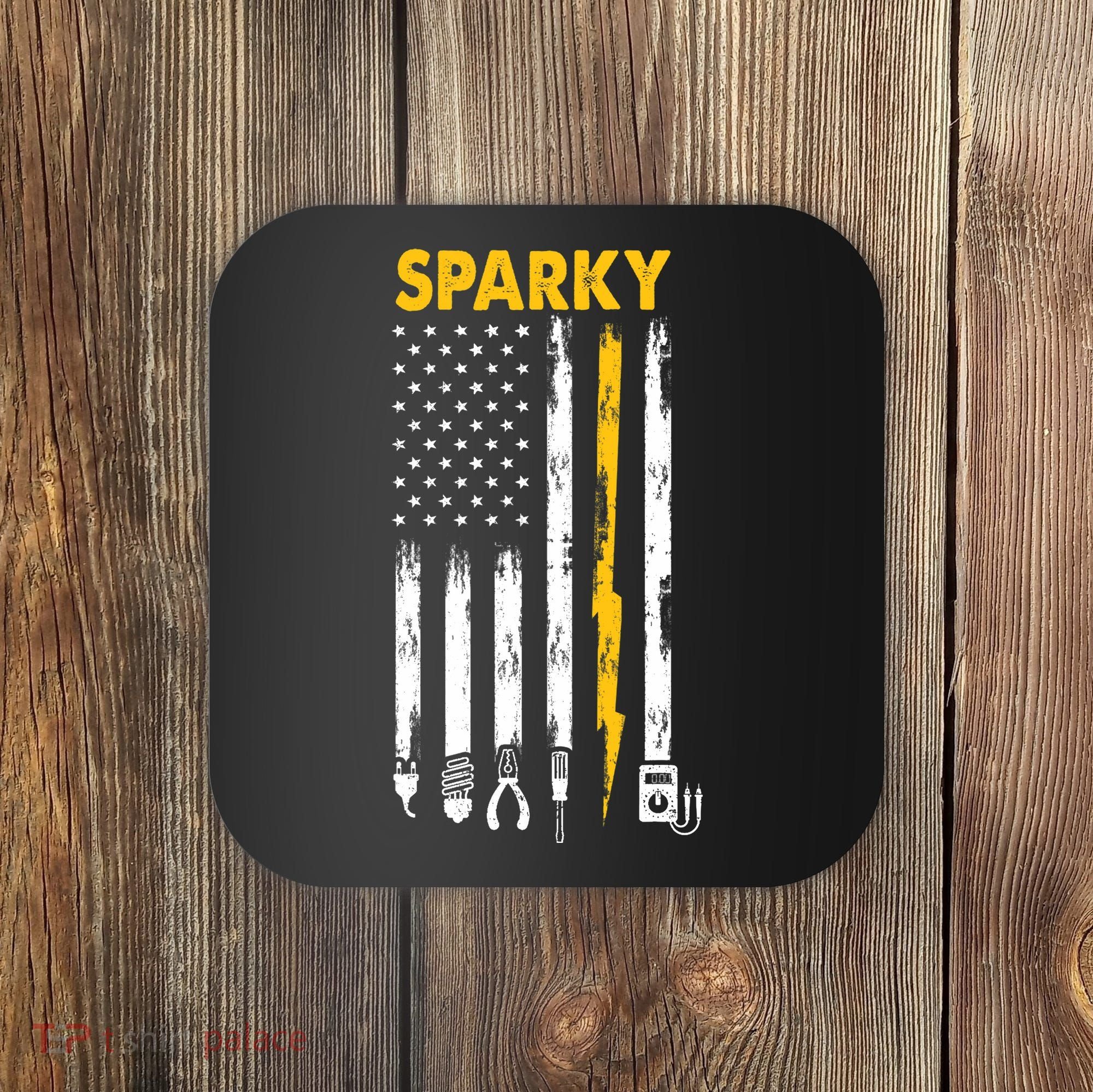 Electrician US Flag Sparky Tools Coaster