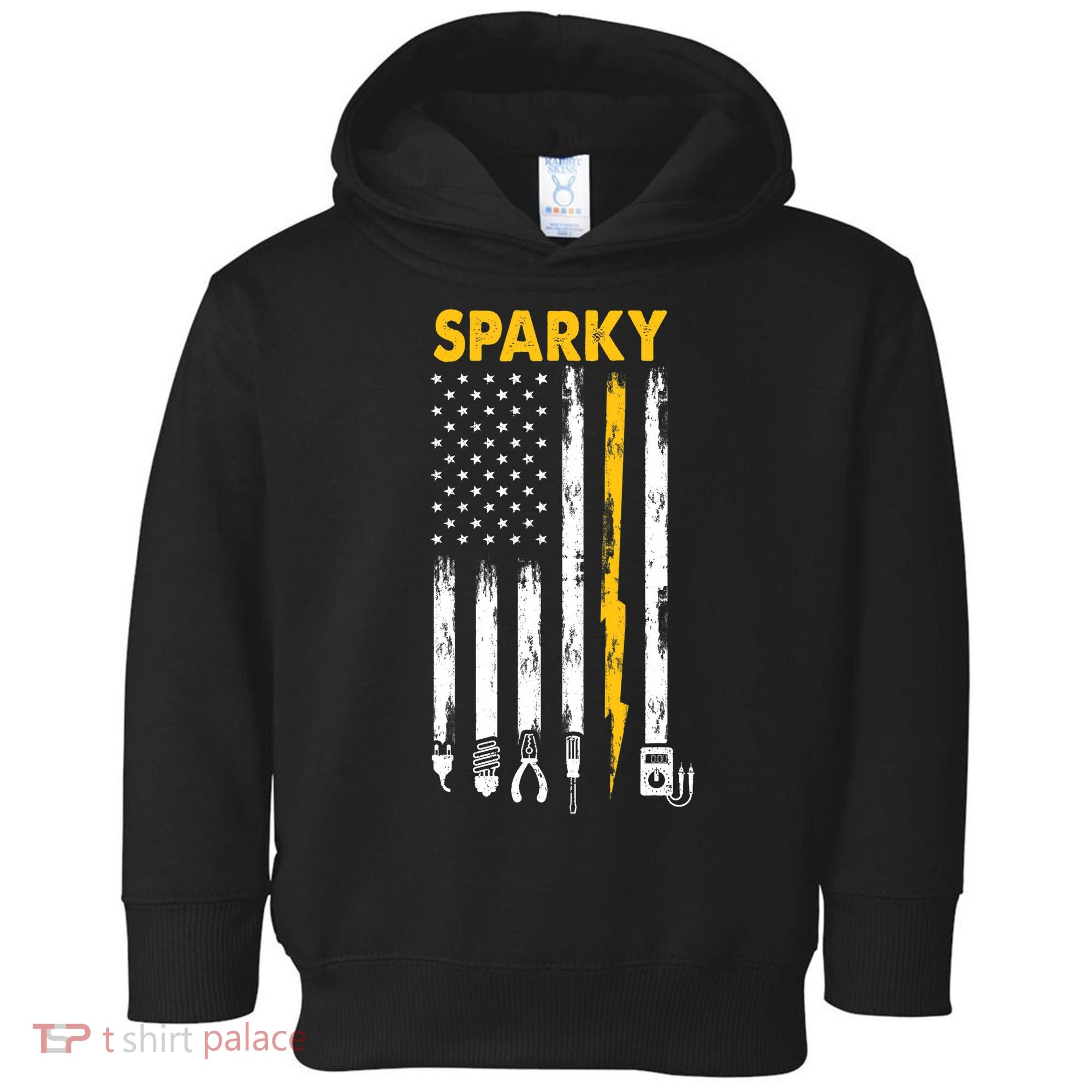 Electrician US Flag Sparky Tools Toddler Hoodie