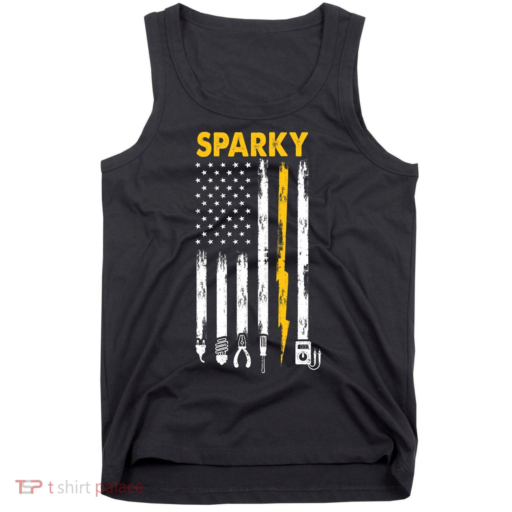 Electrician US Flag Sparky Tools Tank Top