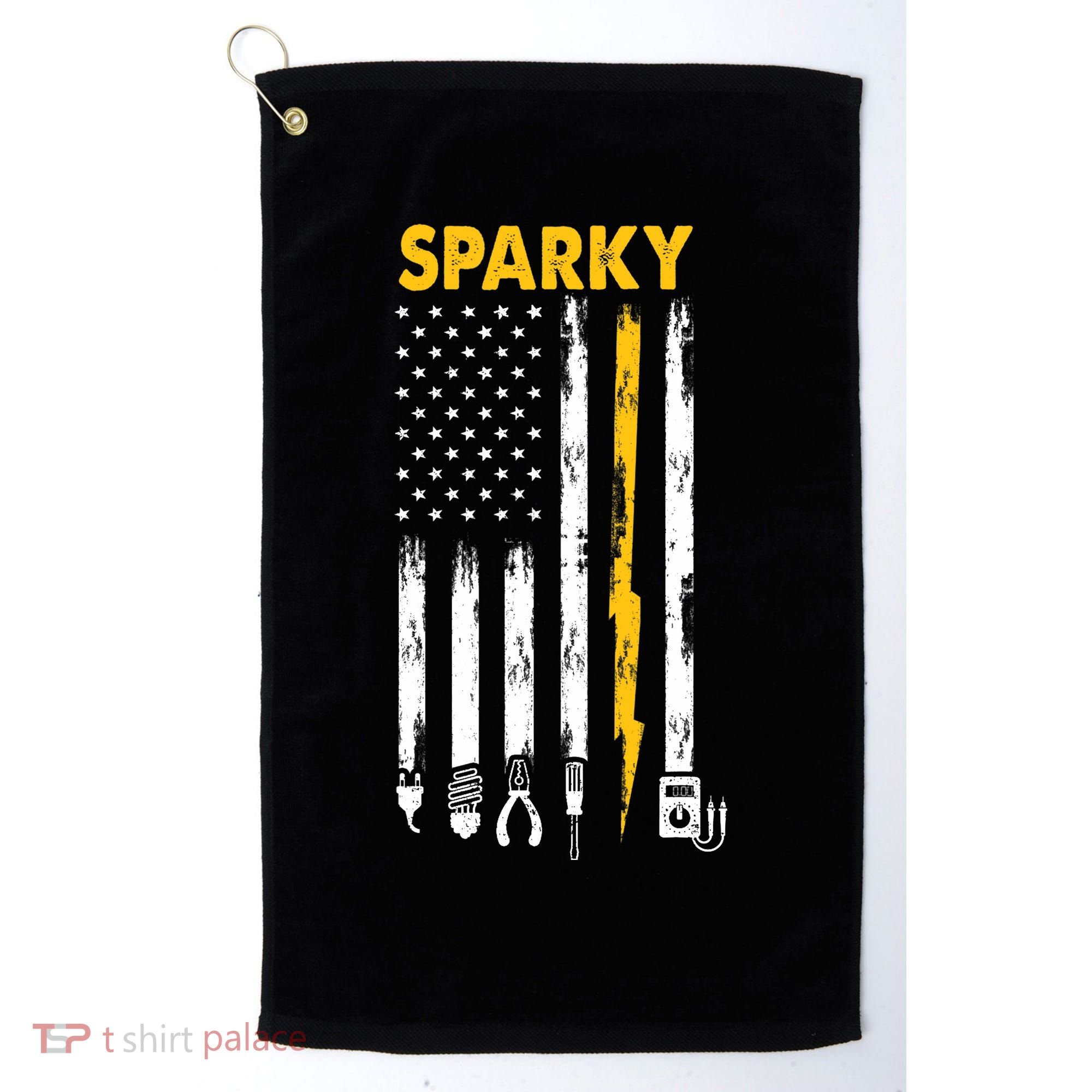 Electrician US Flag Sparky Tools Golf Towel