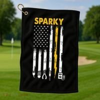Electrician US Flag Sparky Tools Golf Towel thumb 1