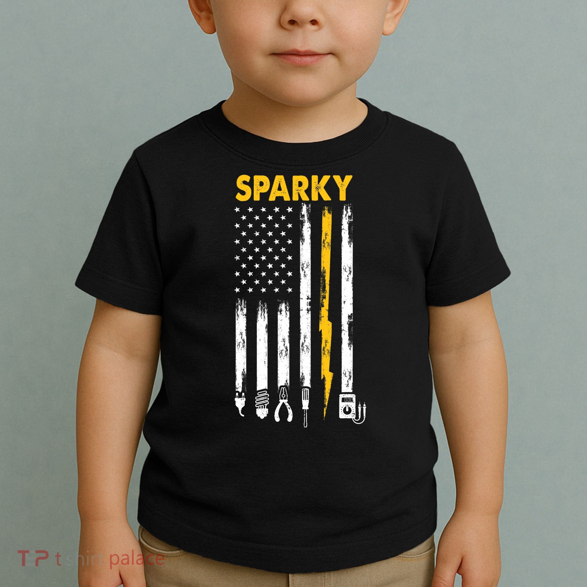 Electrician US Flag Sparky Tools Toddler T-Shirt