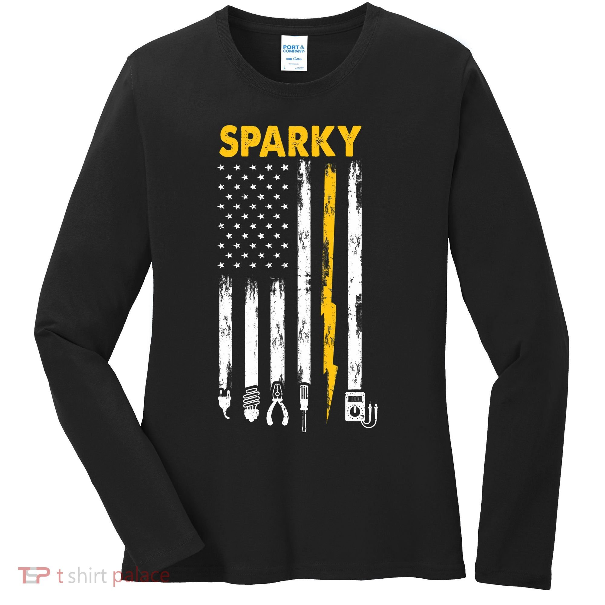 Electrician US Flag Sparky Tools Women's Long Sleeve Shirt