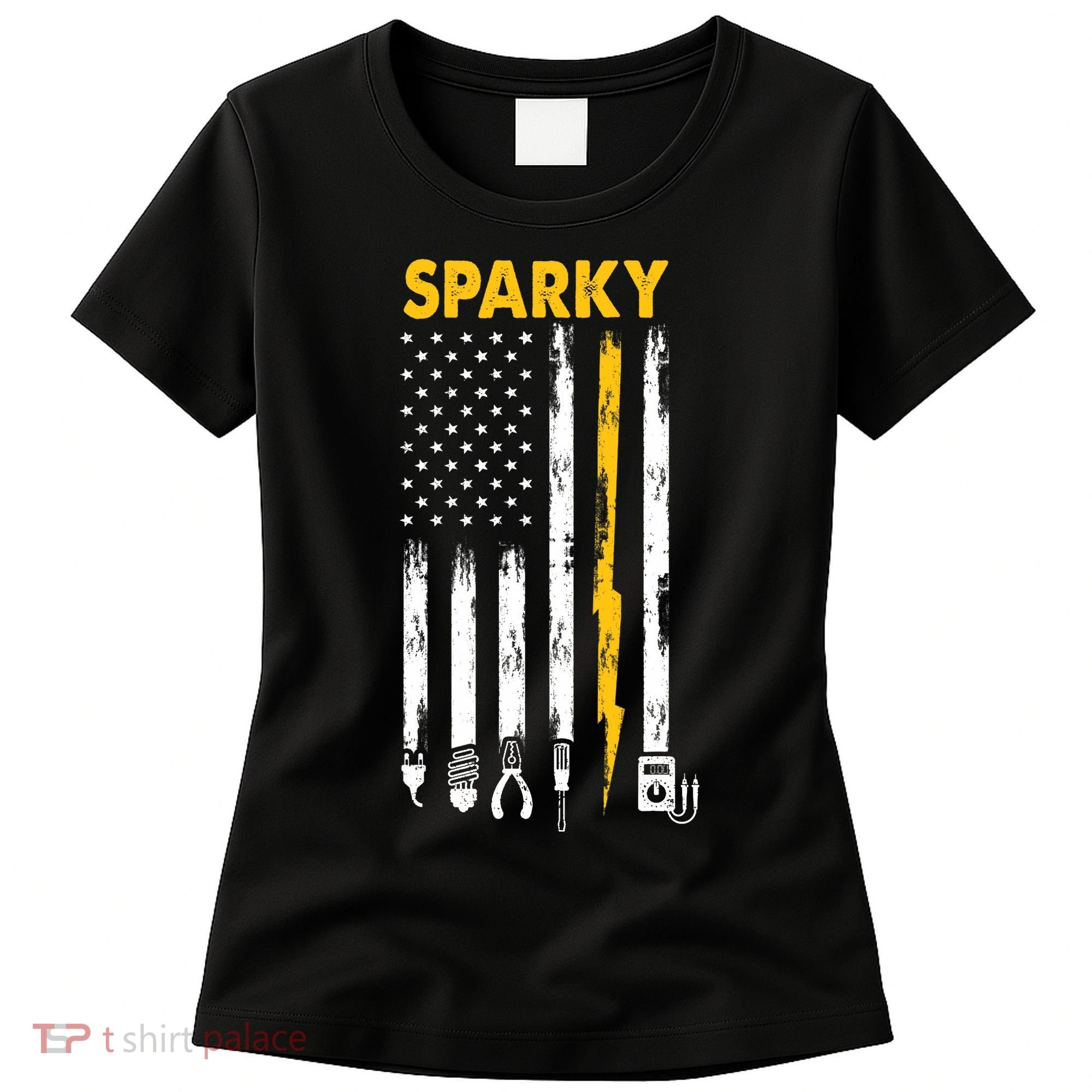 Electrician US Flag Sparky Tools Women's T-Shirt