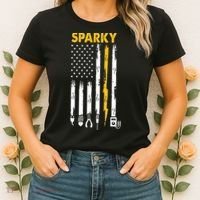 Electrician US Flag Sparky Tools Women's T-Shirt thumb 2