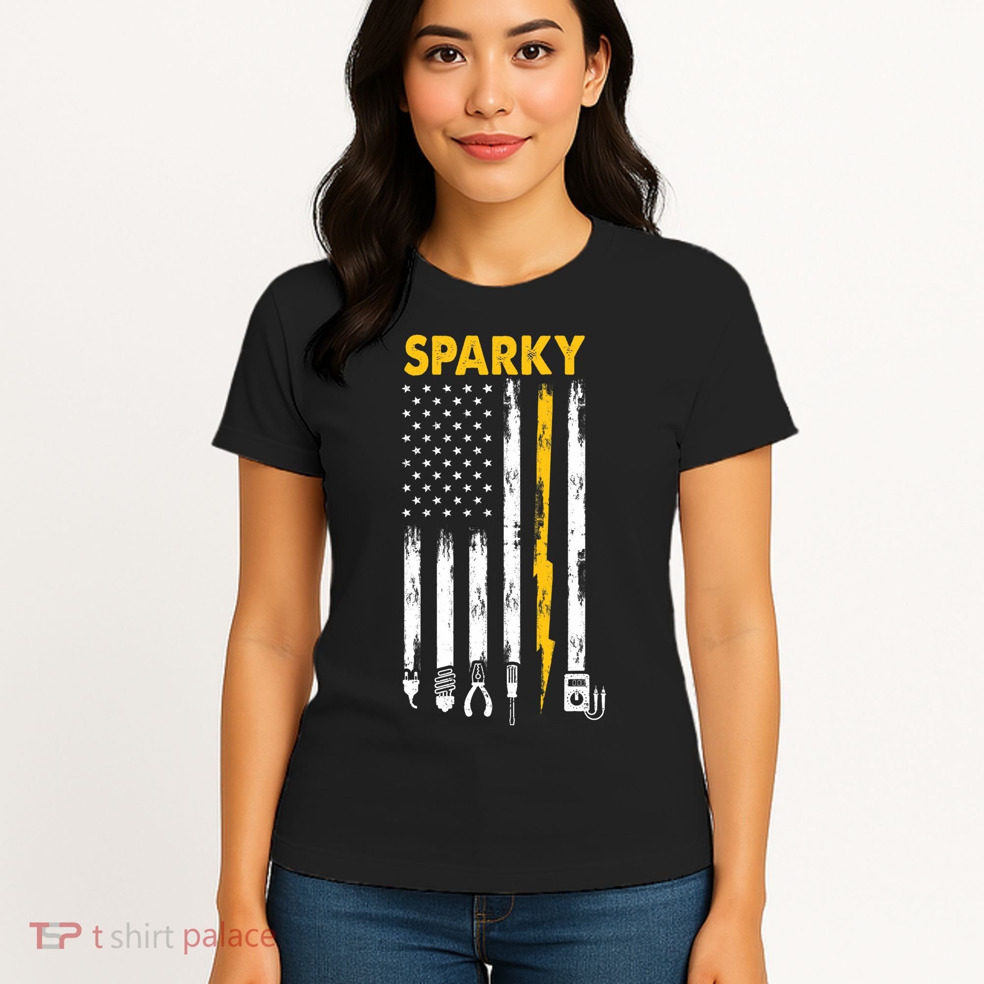 Electrician US Flag Sparky Tools Women's T-Shirt