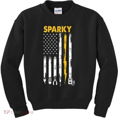 Electrician US Flag Sparky Tools Kids Sweatshirt