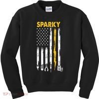 Electrician US Flag Sparky Tools Kids Sweatshirt thumb 0