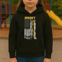 Electrician US Flag Sparky Tools Kids Hoodie thumb 3