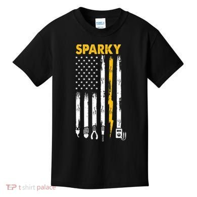 Electrician US Flag Sparky Tools Kids T-Shirt