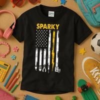 Electrician US Flag Sparky Tools Kids T-Shirt thumb 3