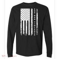 Enough USA Flag End Gun Violence Comfort Colors Heavyweight Long Sleeve T-Shirt thumb 0