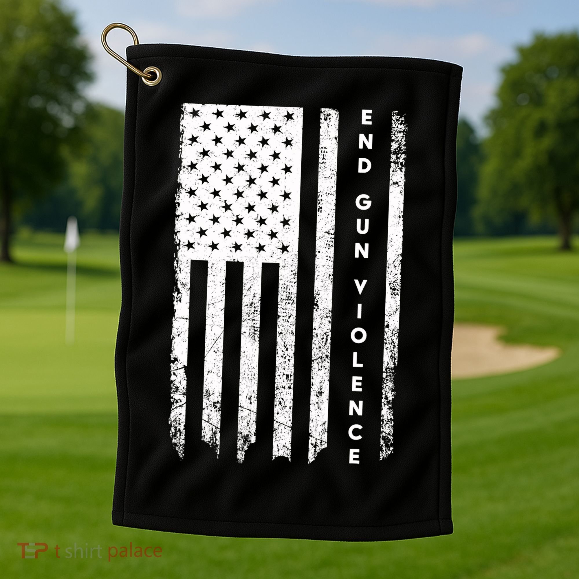 Enough USA Flag End Gun Violence Golf Towel