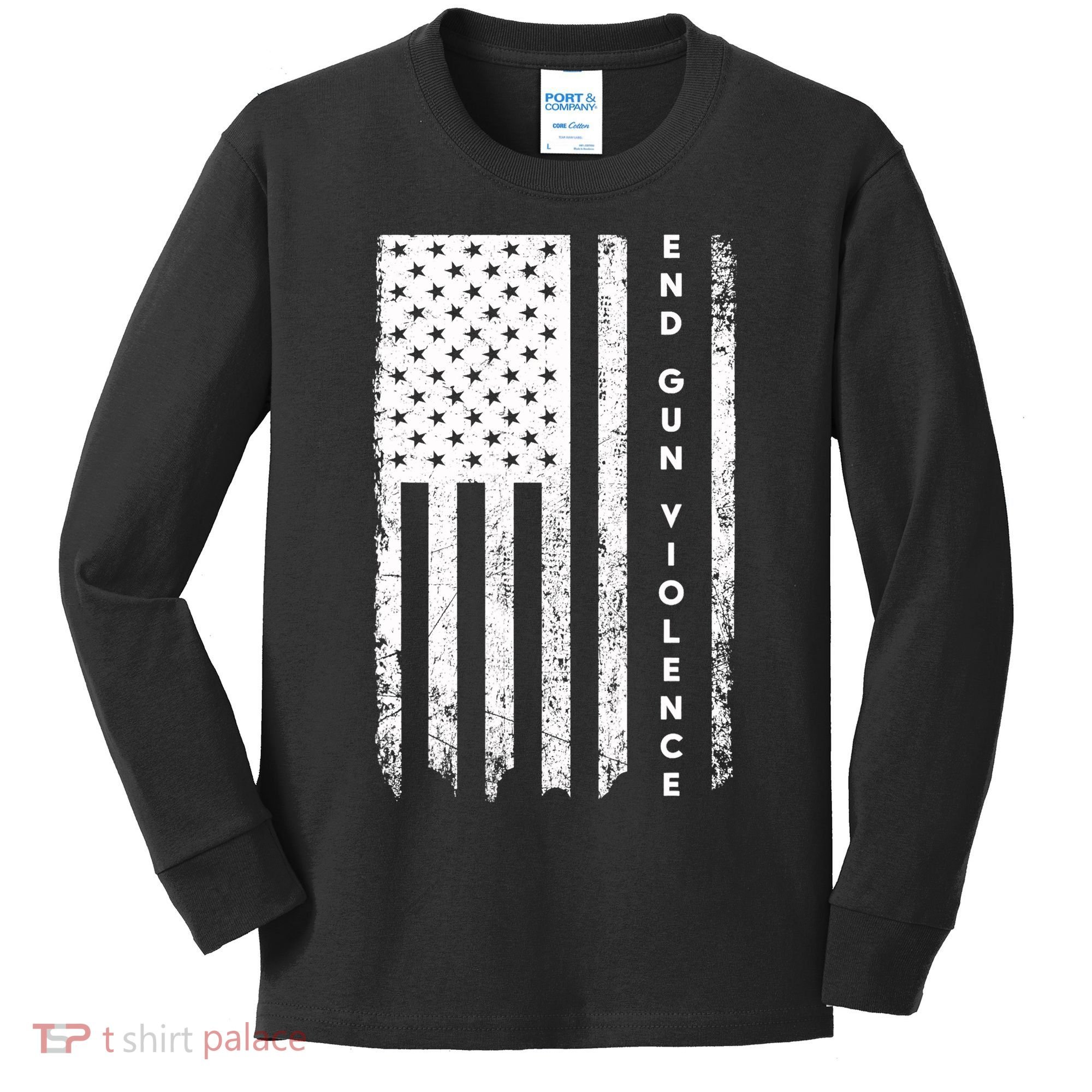 Enough USA Flag End Gun Violence Kids Long Sleeve Shirt