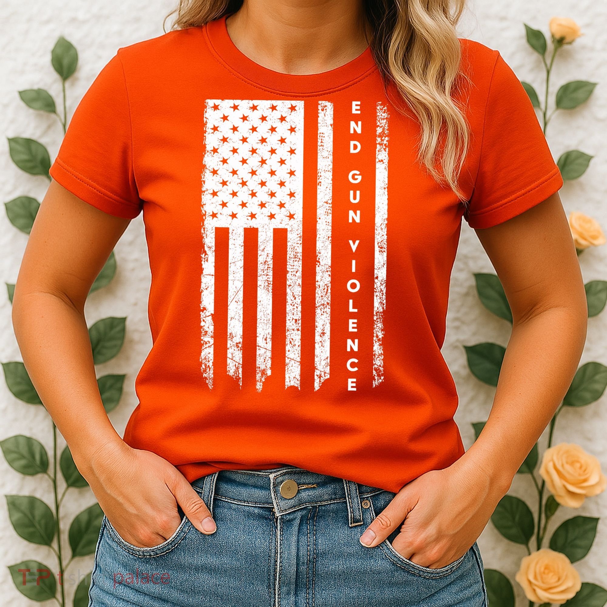 Enough USA Flag End Gun Violence Women's T-Shirt