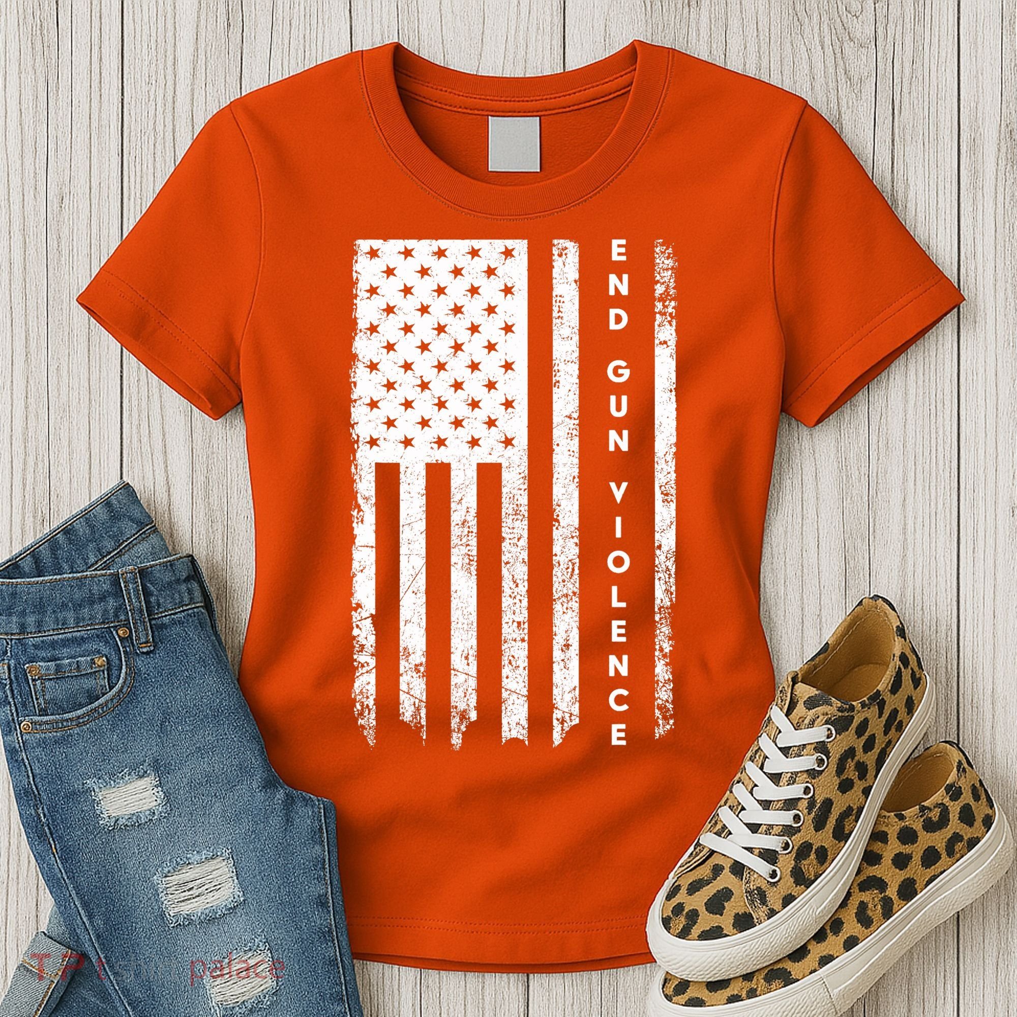 Enough USA Flag End Gun Violence Women's T-Shirt