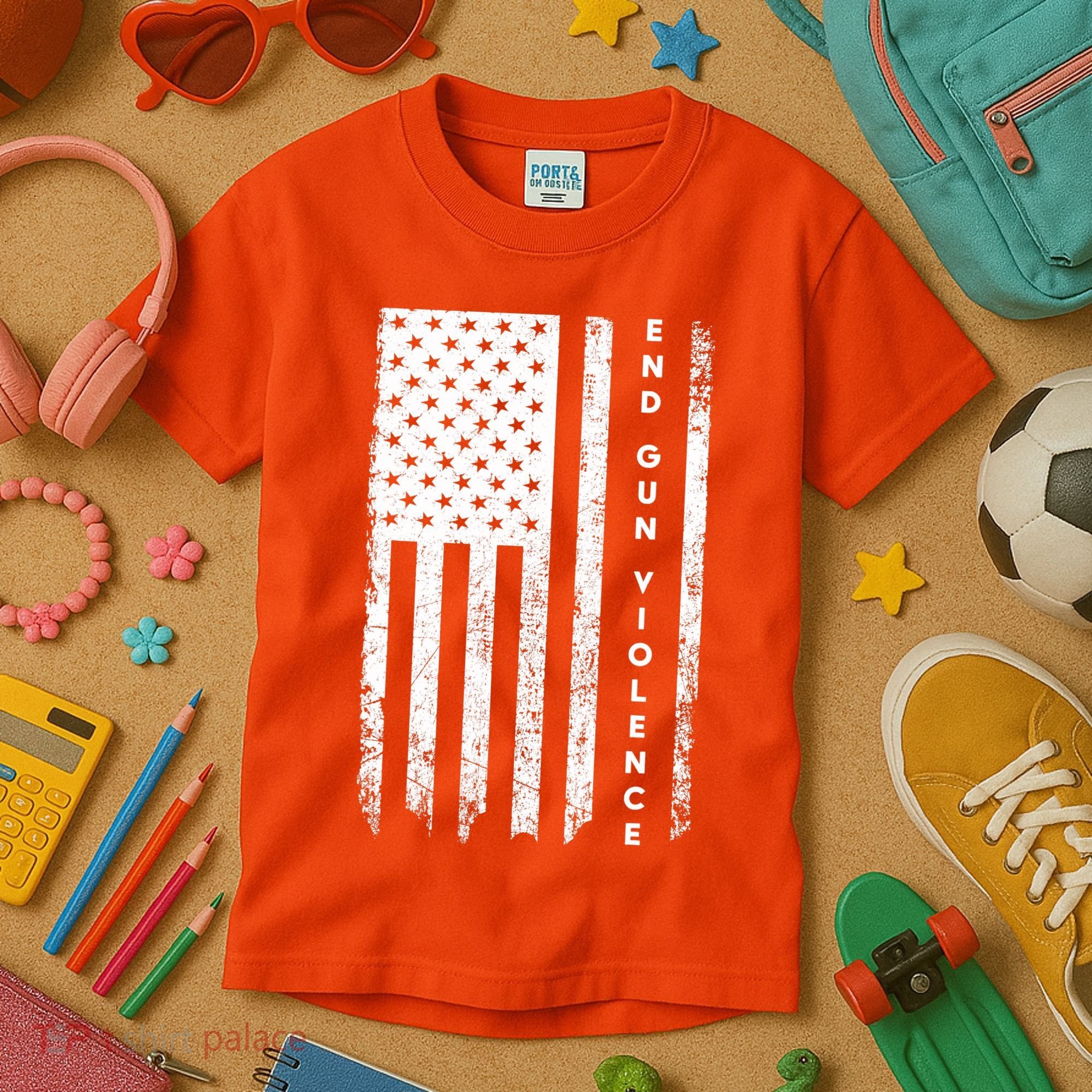 Enough USA Flag End Gun Violence Kids T-Shirt