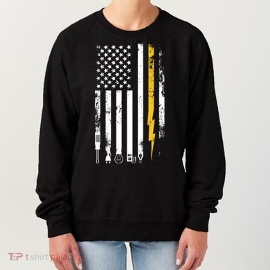 Electrician Us Flag Electricians Tools Cute Gift Women's Sweatshirt