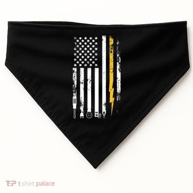 Electrician Us Flag Electricians Tools Cute Gift USA-Made Doggie Bandana