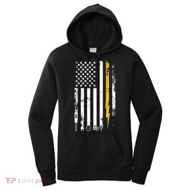 Electrician Us Flag Electricians Tools Cute Gift Women's Hoodie