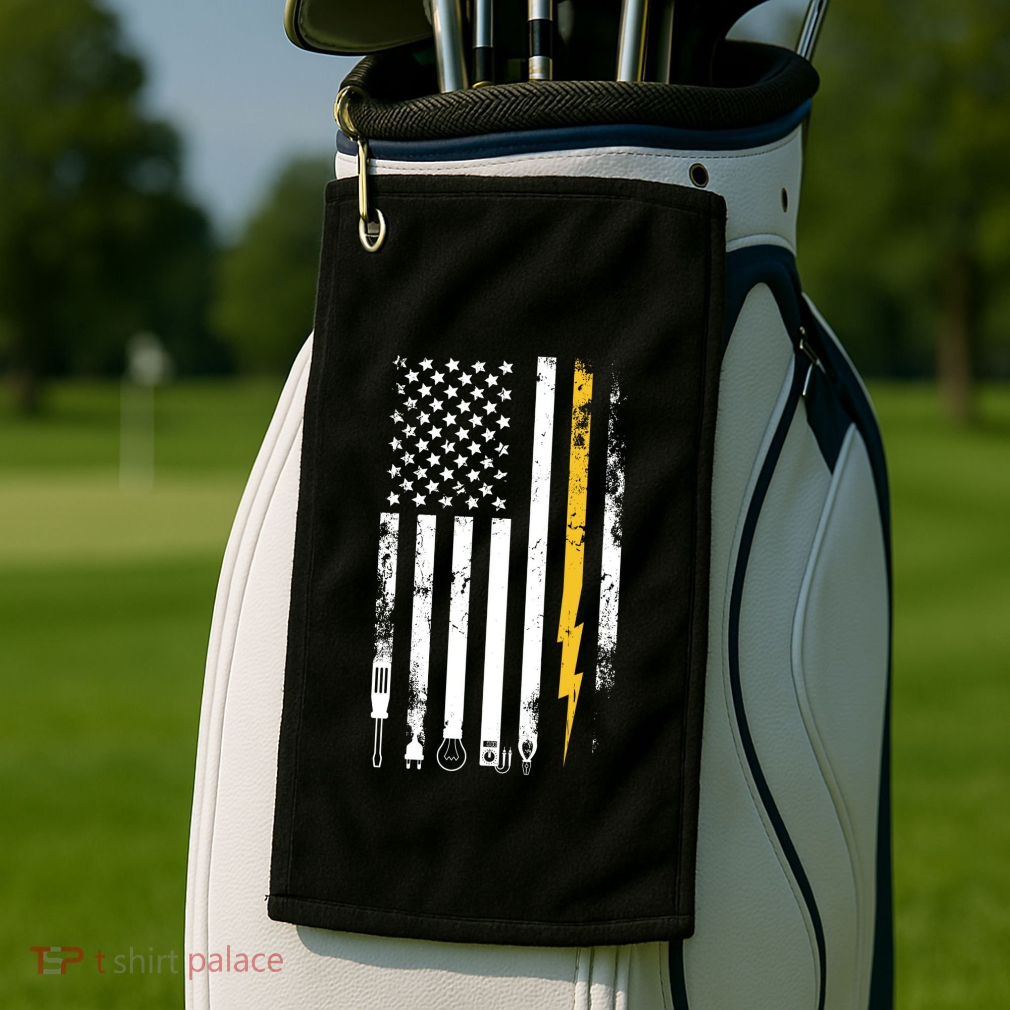 Electrician Us Flag Electricians Tools Cute Gift Golf Towel