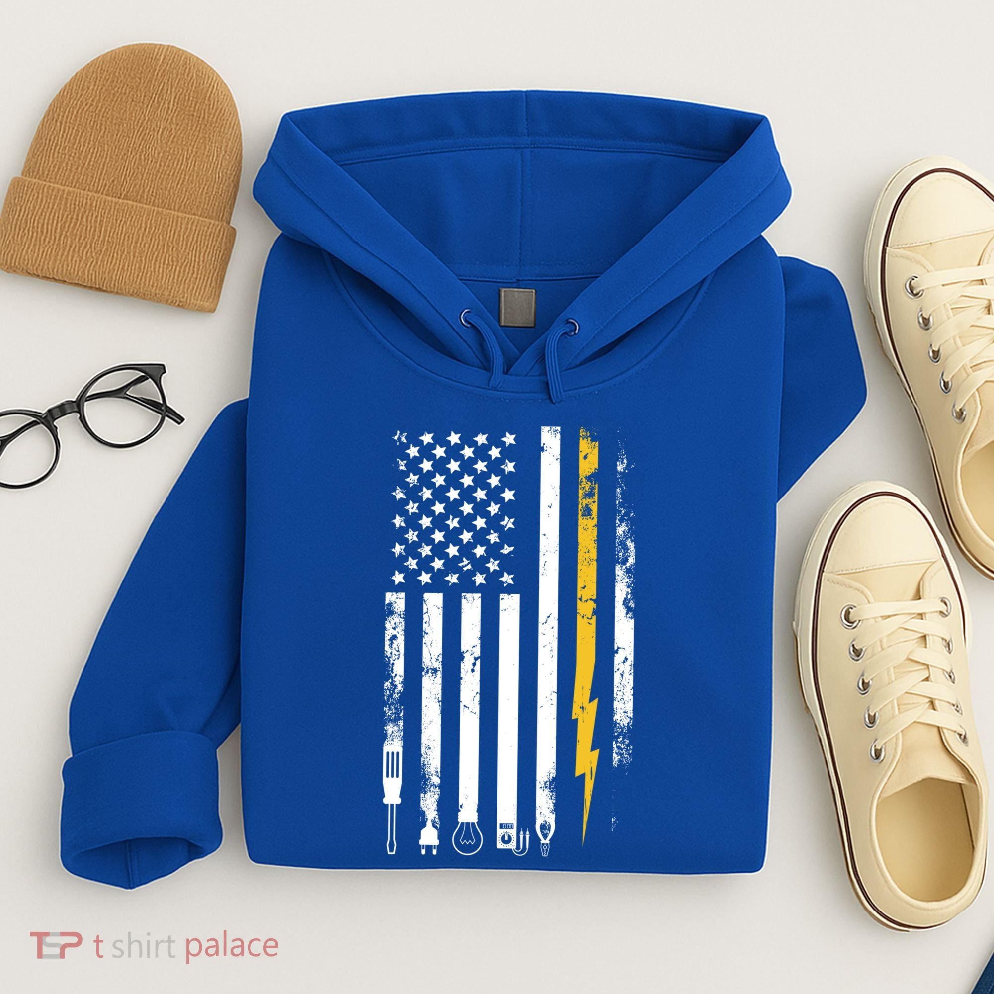 Electrician Us Flag Electricians Tools Cute Gift Hoodie