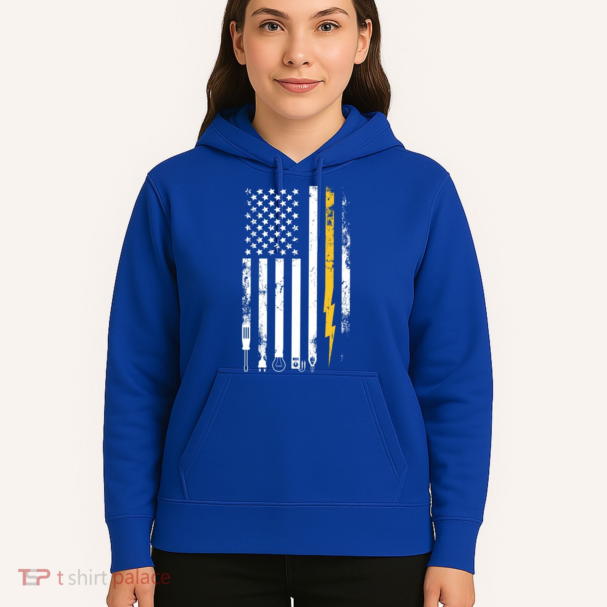 Electrician Us Flag Electricians Tools Cute Gift Hoodie