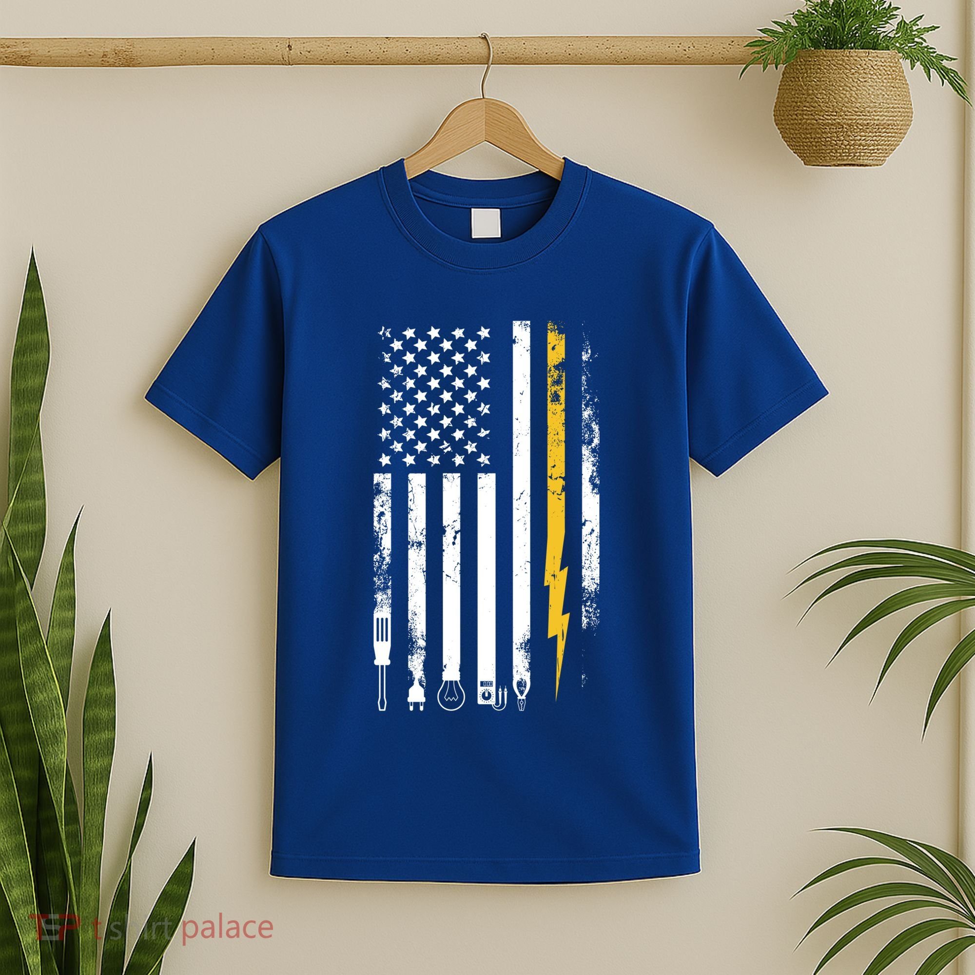 Electrician Us Flag Electricians Tools Cute Gift T-Shirt