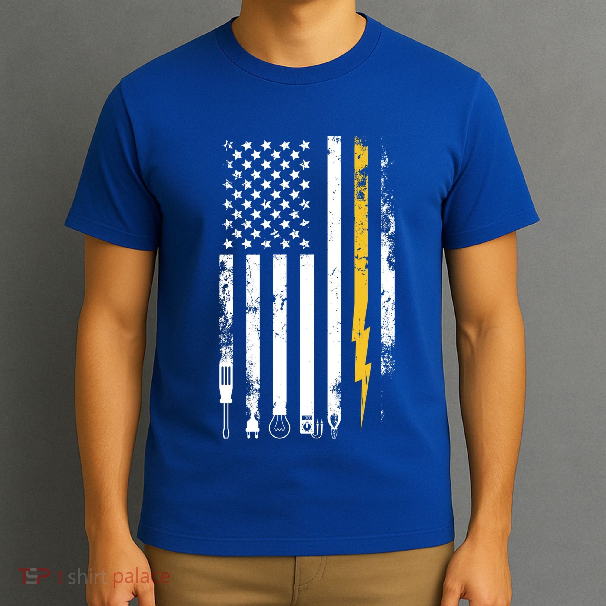 Electrician Us Flag Electricians Tools Cute Gift T-Shirt