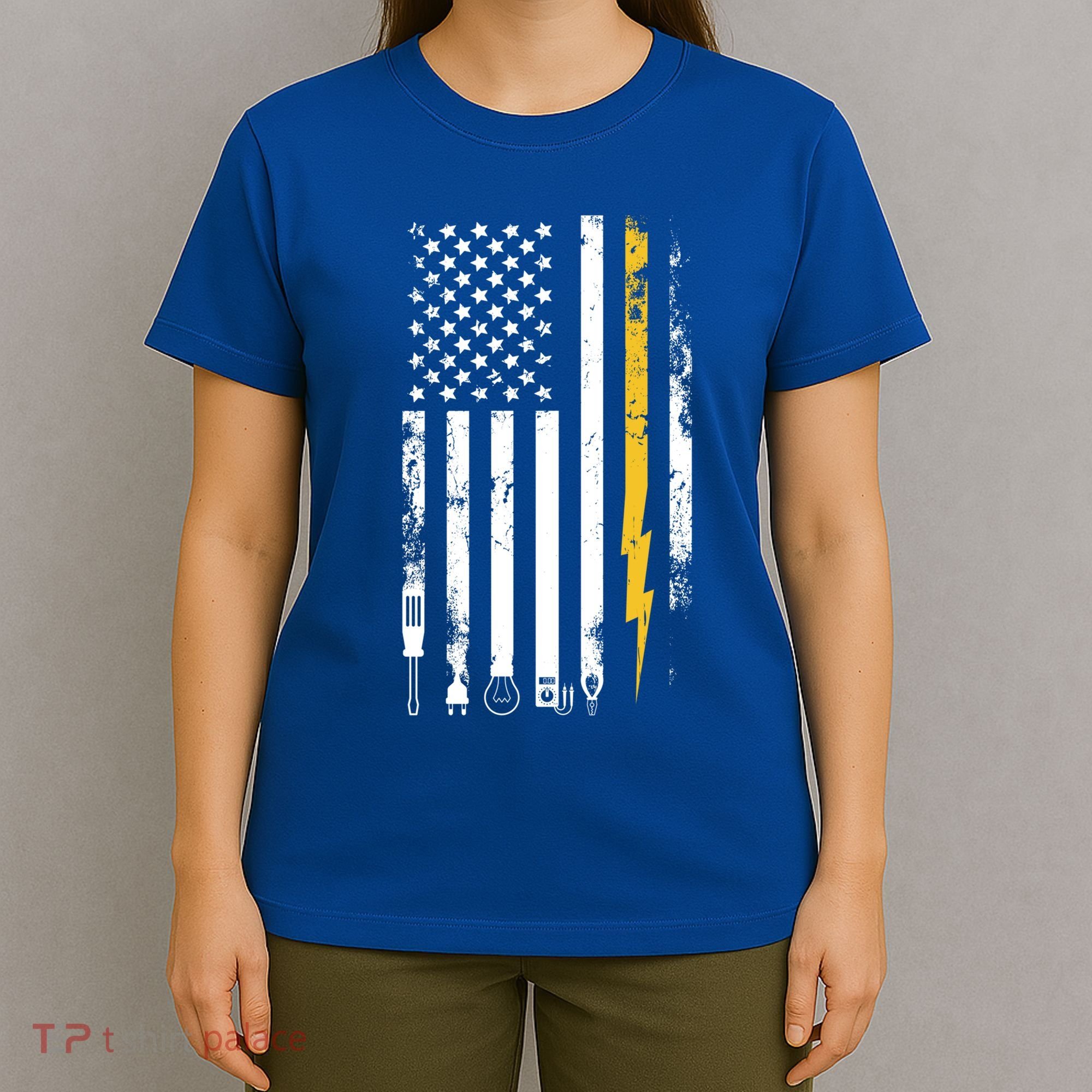 Electrician Us Flag Electricians Tools Cute Gift T-Shirt