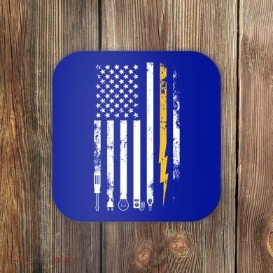 Electrician Us Flag Electricians Tools Cute Gift Coaster