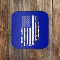 Electrician Us Flag Electricians Tools Cute Gift Coaster thumb 0
