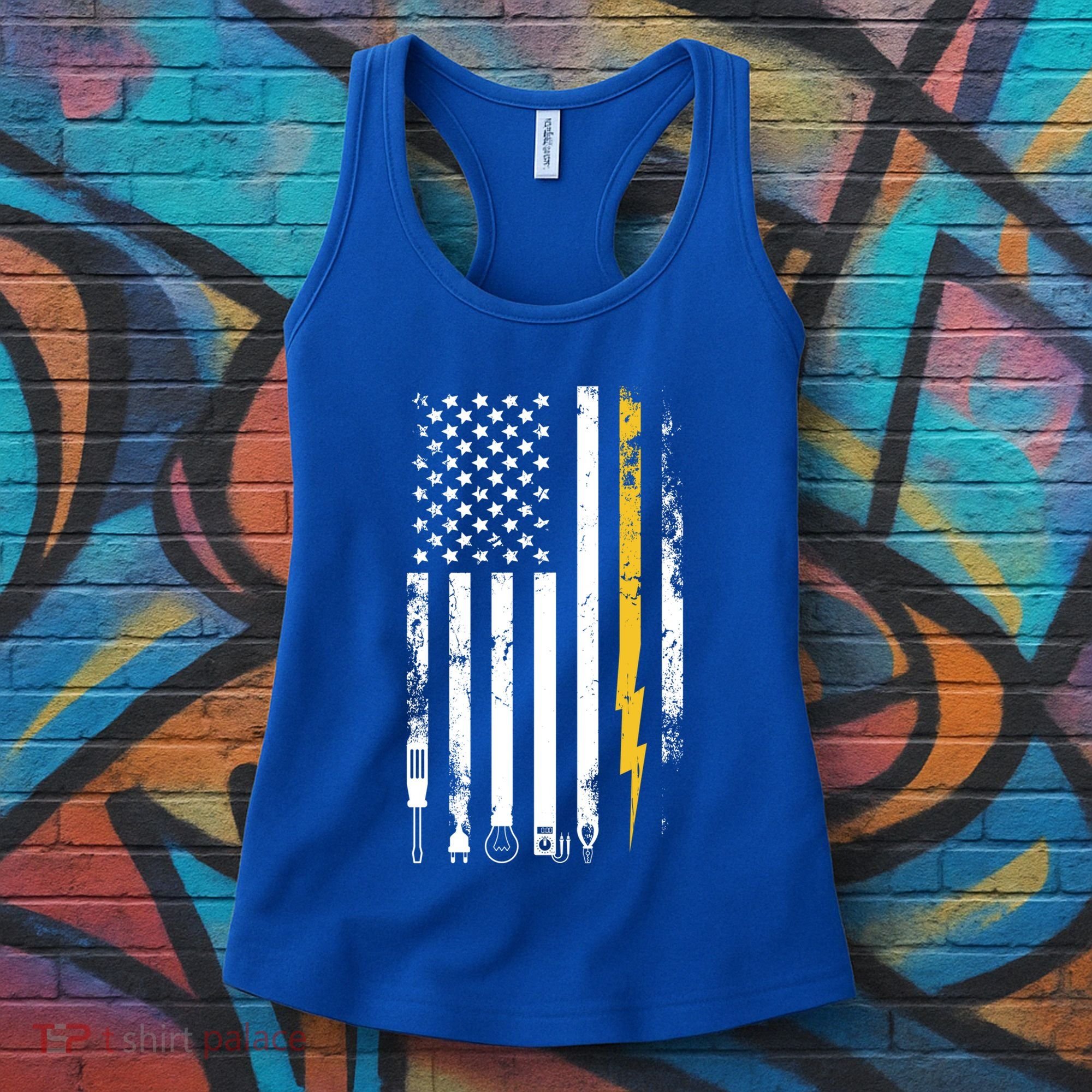 Electrician Us Flag Electricians Tools Cute Gift Women's Tank Top