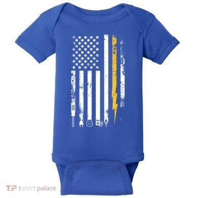Electrician Us Flag Electricians Tools Cute Gift Baby Bodysuit