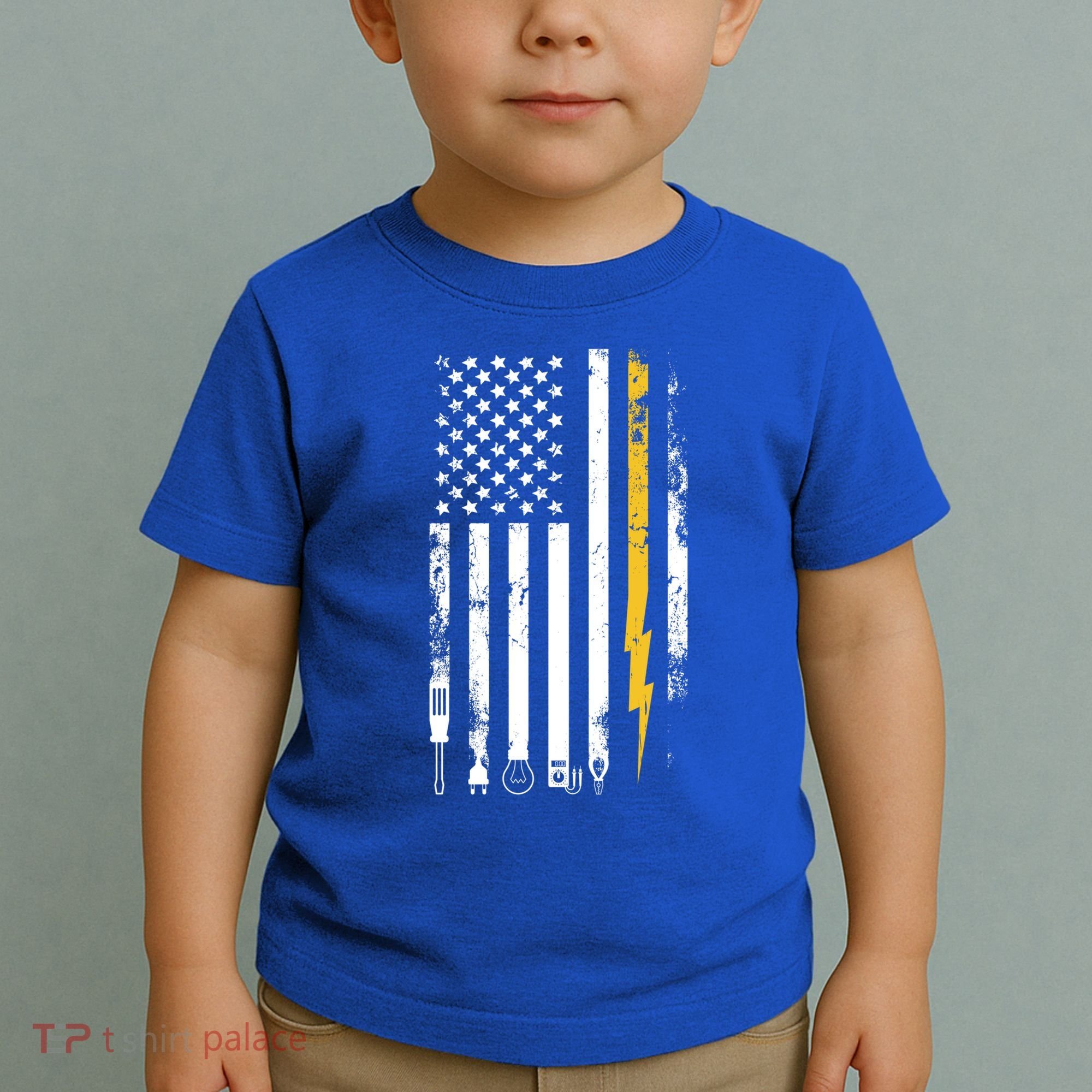 Electrician Us Flag Electricians Tools Cute Gift Toddler T-Shirt