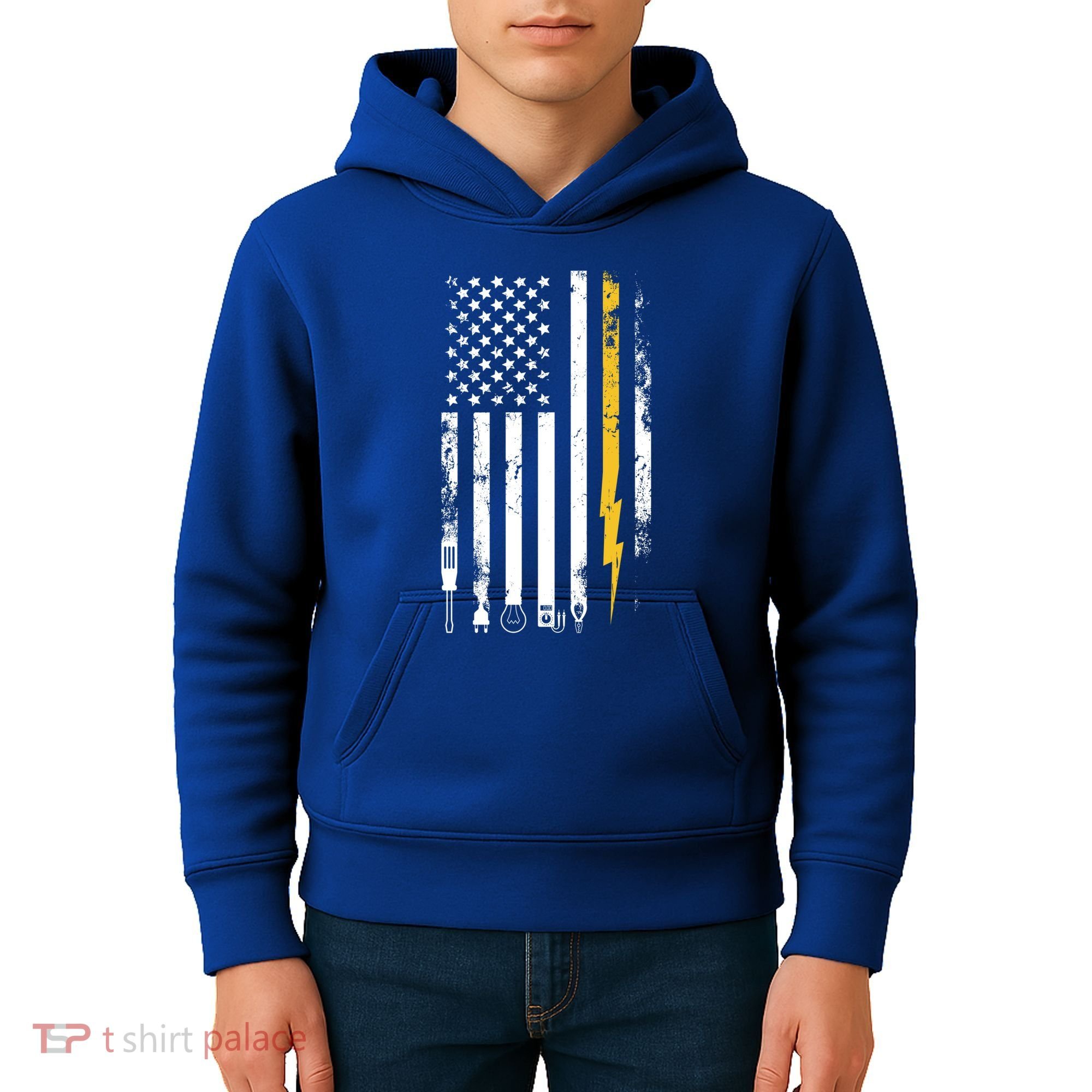 Electrician Us Flag Electricians Tools Cute Gift Kids Hoodie