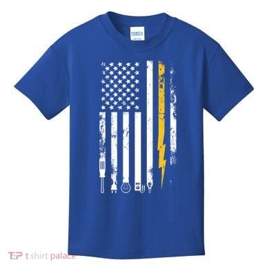 Electrician Us Flag Electricians Tools Cute Gift Kids T-Shirt