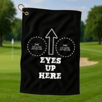 Eyes Up Here With Cut Out For Boobs Golf Towel thumb 1