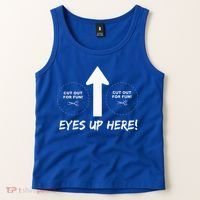 Eyes Up Here With Cutout For Boobs Funny Adult Tank Top thumb 2