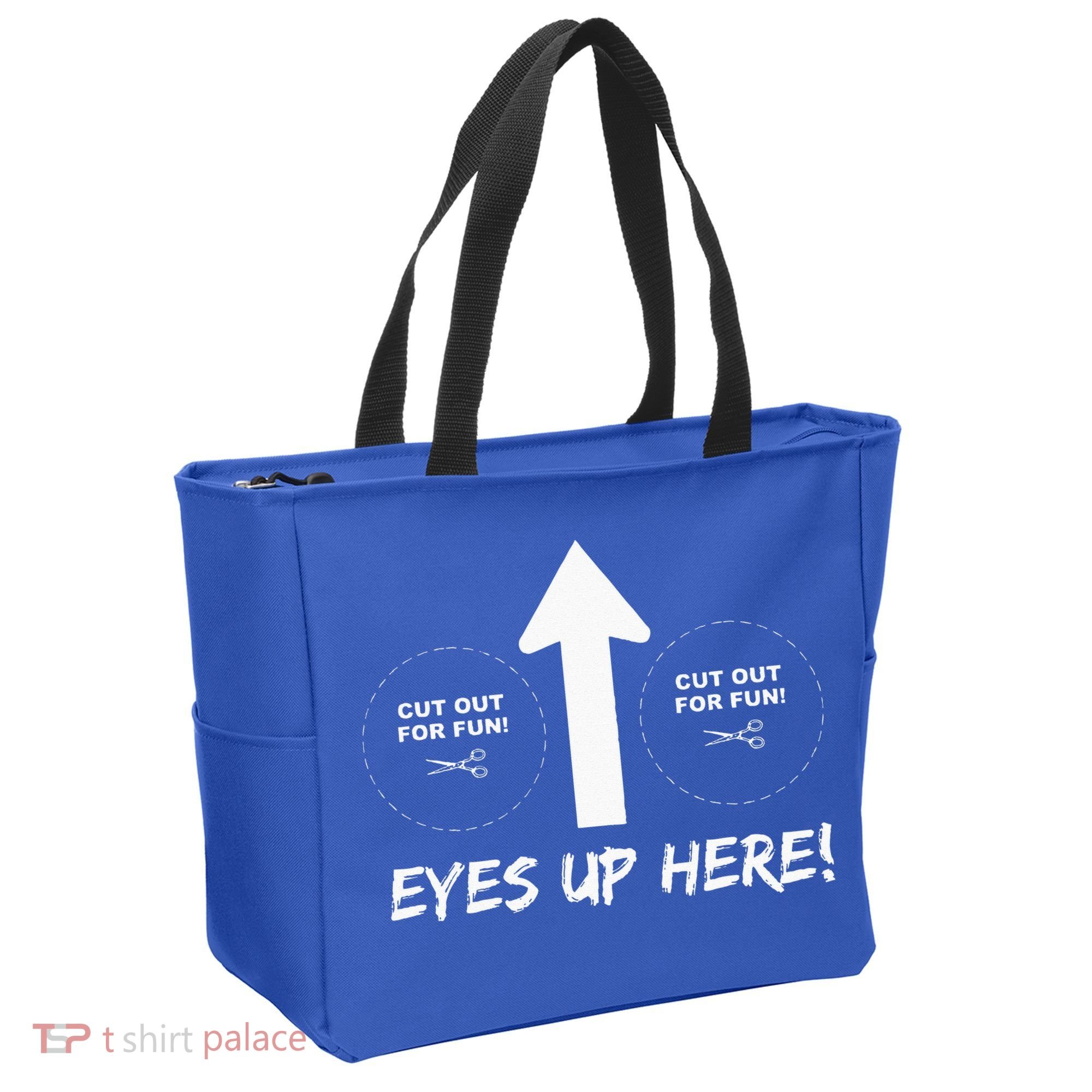 Eyes Up Here With Cutout For Boobs Funny Adult Tote Bag