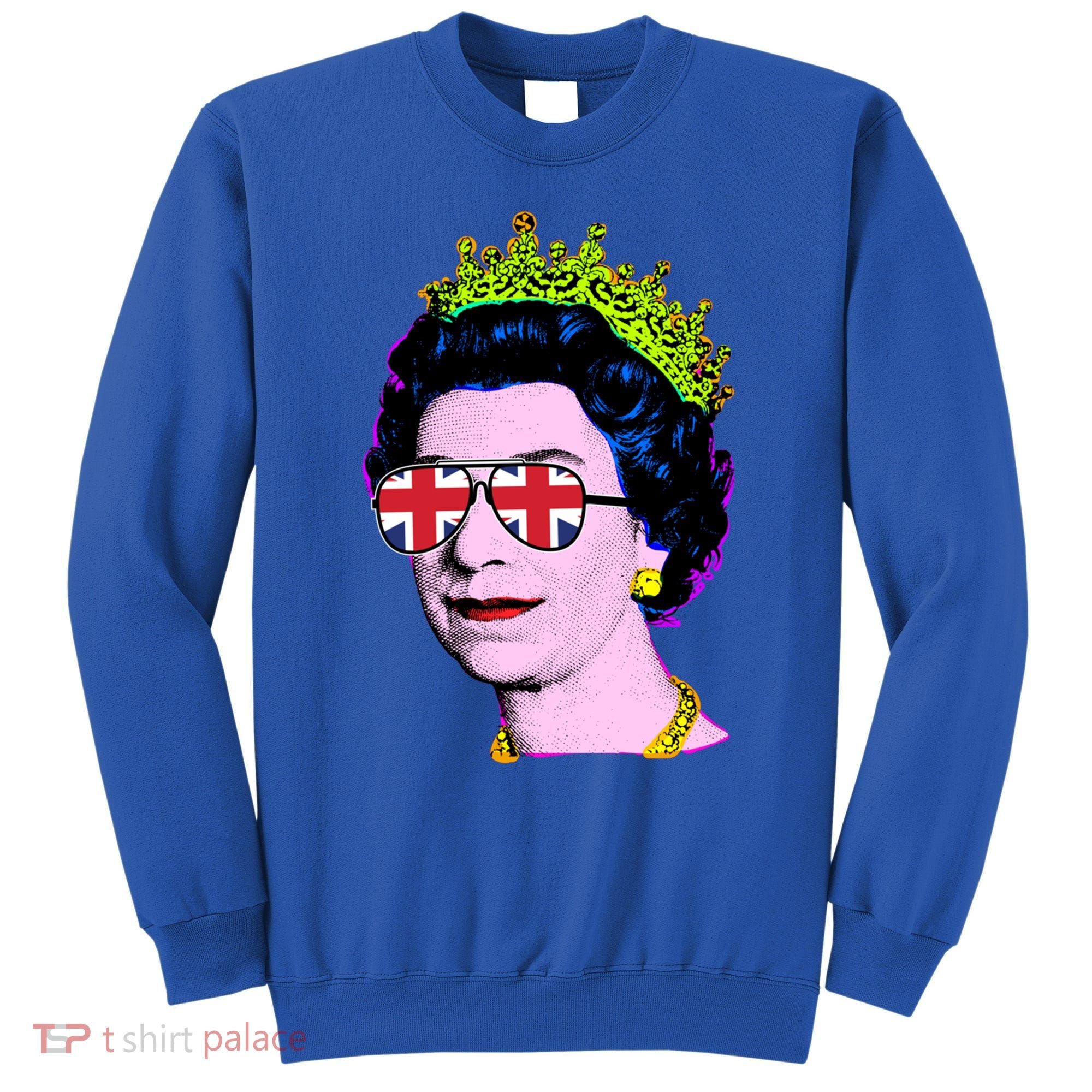 Elizabeth Union Jack Sunglasses Pop Art Queen Of England Great Gift Sweatshirt