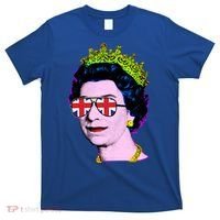 Elizabeth Union Jack Sunglasses Pop Art Queen Of England Great Gift T-Shirt thumb 0