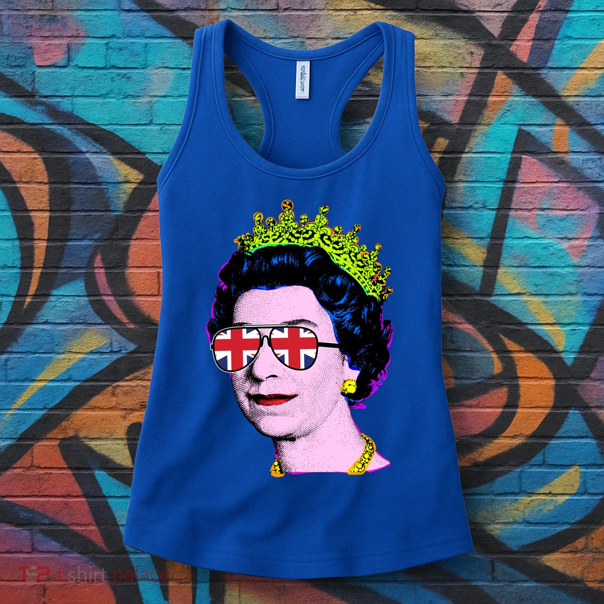 Elizabeth Union Jack Sunglasses Pop Art Queen Of England Great Gift Women's Tank Top